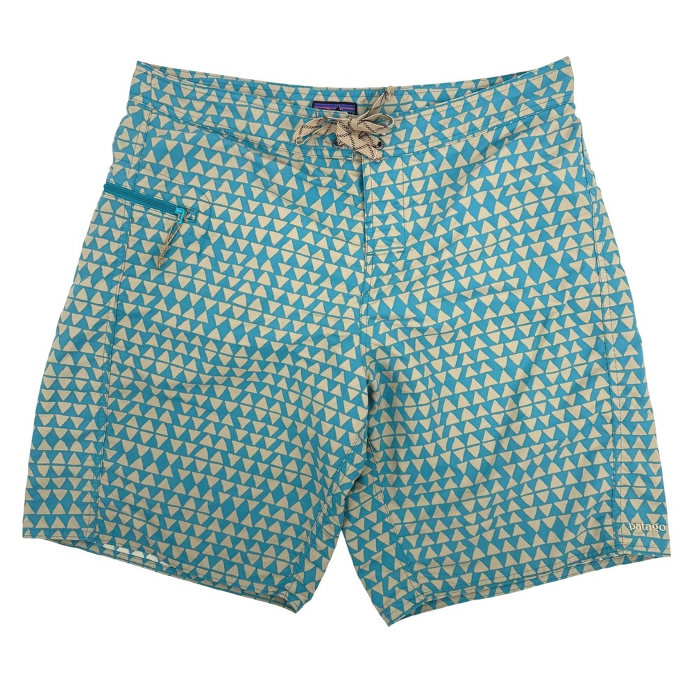 Patagonia Board Shorts Mens 36 Blue Excellent Light & Variable Triangle Print